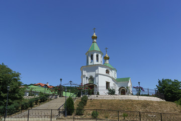 Orthodox Church of St. Xenia of St. Petersburg in the village of Abrau-Durso on a hill