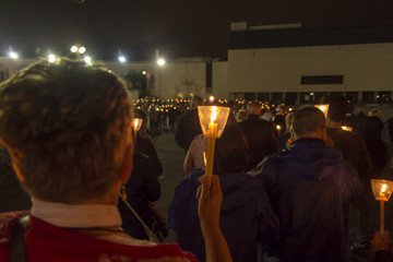 Evening celebrations at the square in front of the Basilica of Our Lady of the Rosary in Fatima