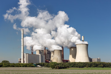 View at Coal-fired power plant near lignite mine garzweiler in Germany