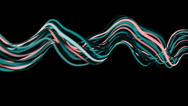 4K Abstract Neon Wavy Lines. Seamless loop