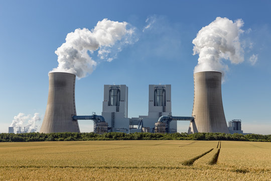 View at Coal-fired power plant near lignite mine garzweiler in Germany