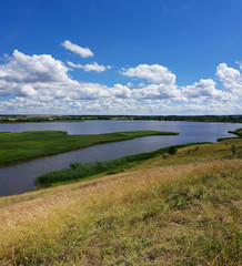 summer landscape with pond in Russia