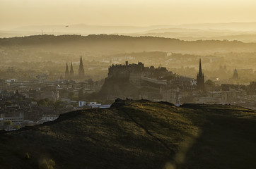 Sunset Over Salisbury Crags and Edinburgh City