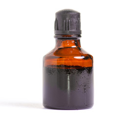 Bottle of medicine Iodine on a white background isolation