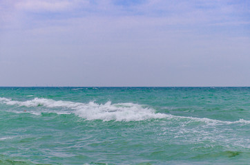 Fototapeta na wymiar Odesa beach with waves in Ukraine