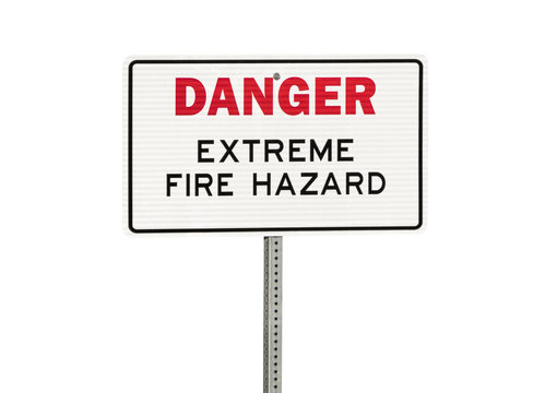 Danger Extreme Fire Hazard Sign Isolated on White