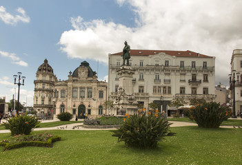 Fototapeta na wymiar Joaquim Antonio de Aguiar monument at Largo da Portagem in Coimbra Portugal.