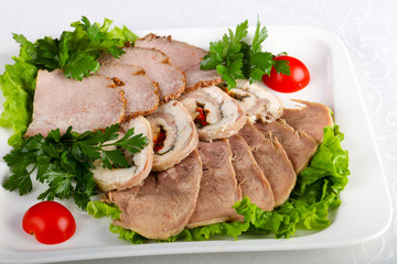 Plate with meat and tongue