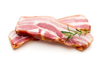 Pieces of raw pork lard isolated on white background.