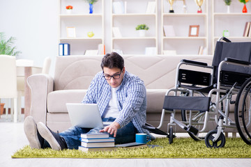 Young student studying at home