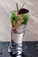 Crab snack with nut sauce