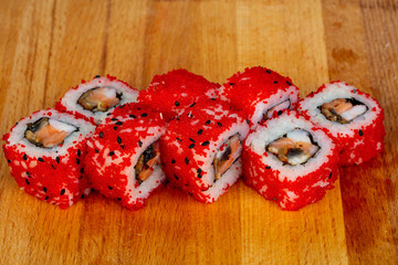 Roll with salmon and eel