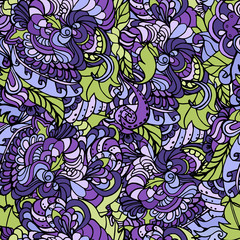 seamless Doodle texture and floral pattern