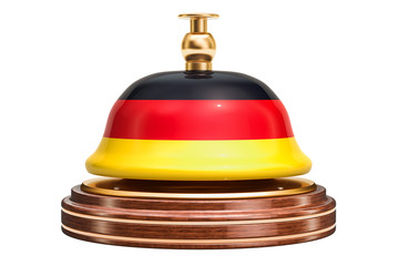 Reception bell with German flag, service concept. 3D rendering