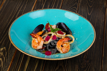 Black seafood pasta