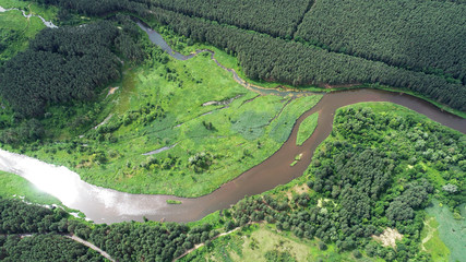 Aerial landscape - natural river