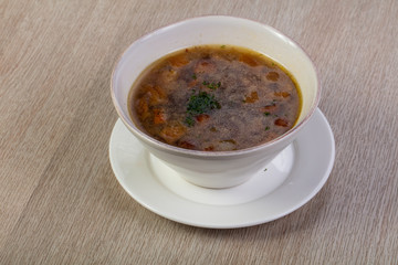 Mushroom soup with herbs