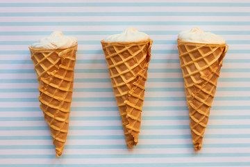  Ice cream in a waffle cone.