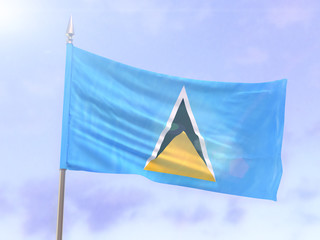 Flag of Saint Lucia with sun flare