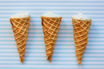  Ice cream in a waffle cone.