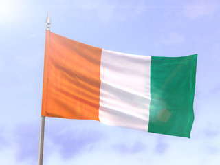 Flag of Cote d Ivoire with sun flare - obrazy, fototapety, plakaty