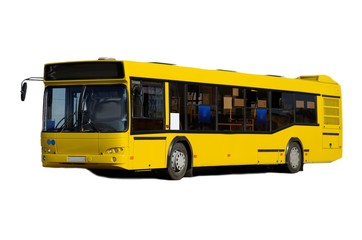 Fototapeta na wymiar Yellow bus isolated on white background.