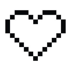 Black and white pixel heart