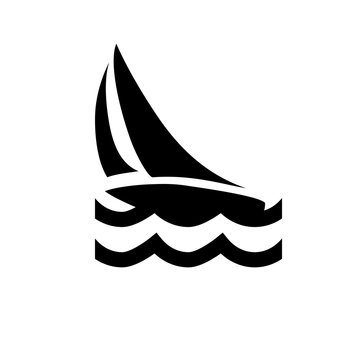 Sailboat, sailing. Easily editable, colorable flat vector icon on isolated background, No. 1 variant.