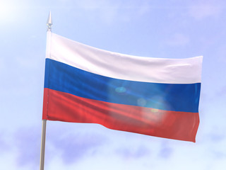 Fototapeta na wymiar Flag of Russia with sun flare