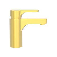 3D illustration isolated yellow gold faucet on a white background