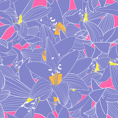 vector seamless pattern floral flower. amaryllis modern wallpaper. contemporary trendy arty.