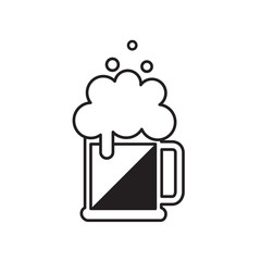 Beer mug with foam. Vector black beer icon. Symbol Template Logo. Isolated vector illustration.