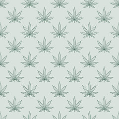 Seamless pattern with marijuana leaf. Cannabis background. Pattern can be used for fabric design, wallpaper, wrapping papers. Isolated vector illustration.