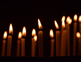 many candles burning, all soul's day, candlelight