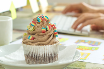 Snacking cakes at the workplace.