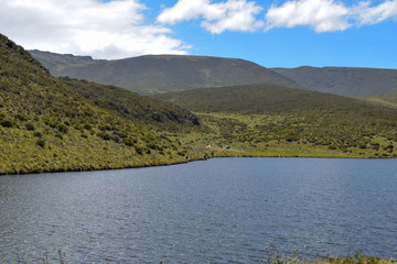 Fototapeta na wymiar Mount Kenya highest Peak, seen from Lake Ellis, Mount Kenya
