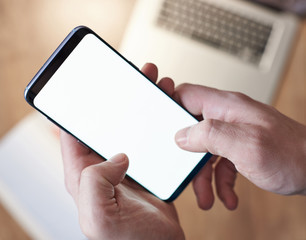 Mock-up of smartphone in hands