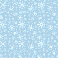 Christmas seamless pattern of snowflakes. Holiday watercolor illustration.