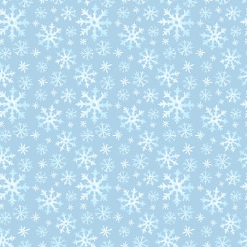 Christmas seamless pattern of snowflakes. Holiday watercolor illustration.