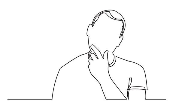 continuous line drawing of man analyzing opportunities