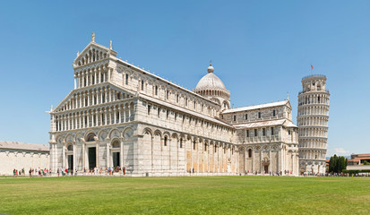 Fototapeta na wymiar Miracles square (Piazza dei miracoli) with Pisa leaning tower