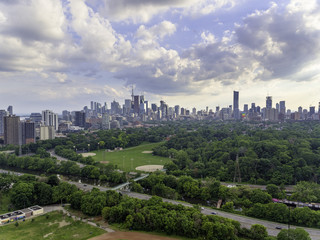 Aerial view of Toronto city from above, Toronto, Ontario, Canada