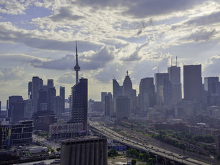 Aerial view of Toronto city from above, Toronto, Ontario, Canada