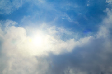 Naklejka na ściany i meble sky with clouds and sun texture background