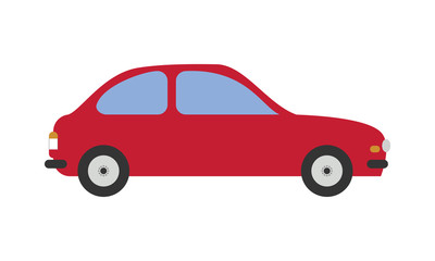Cute cartoon vector illustration of a red car