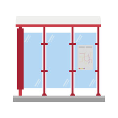 Cute cartoon vector illustration of a bus or tram stop