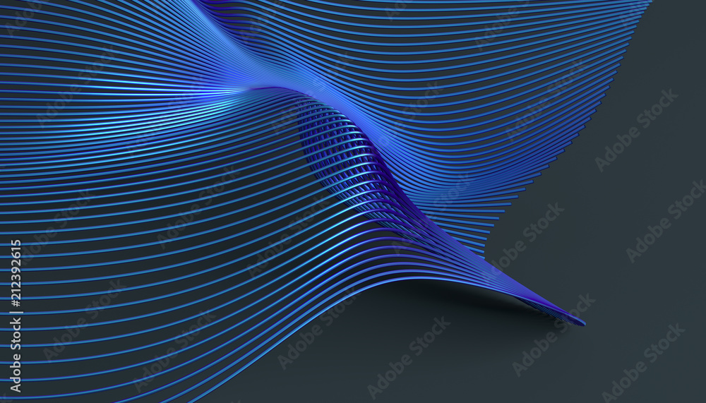 Poster abstract 3d rendering of smooth surface with lines. striped modern background design for poster, cov