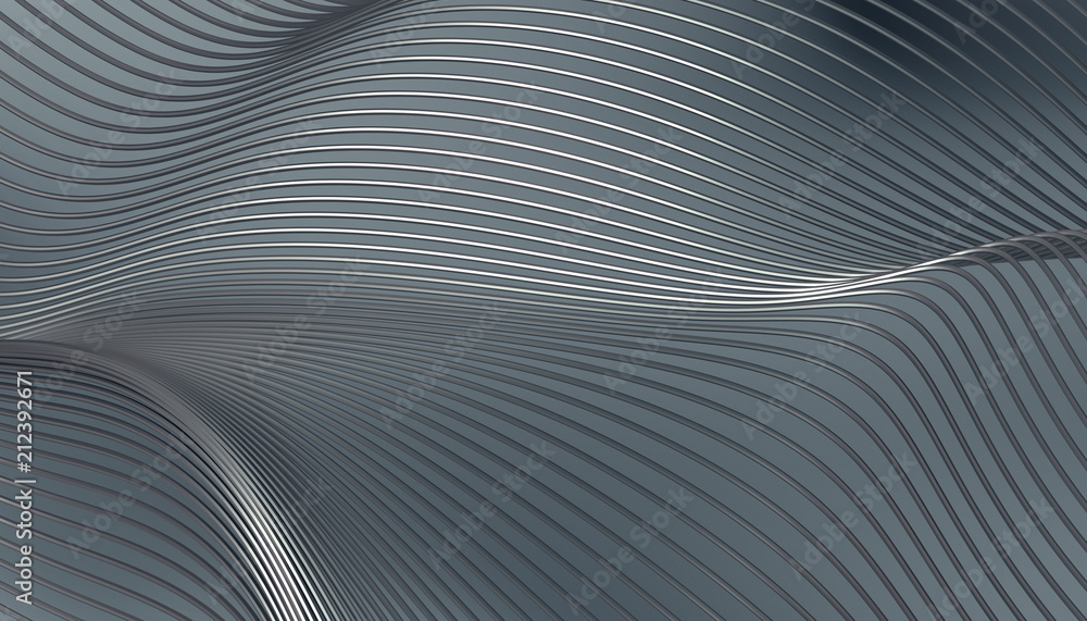 Poster abstract 3d rendering of smooth surface with lines. striped modern background design for poster, cov