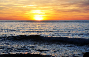 a magical sunset on the Baltic coast of the Kaliningrad region