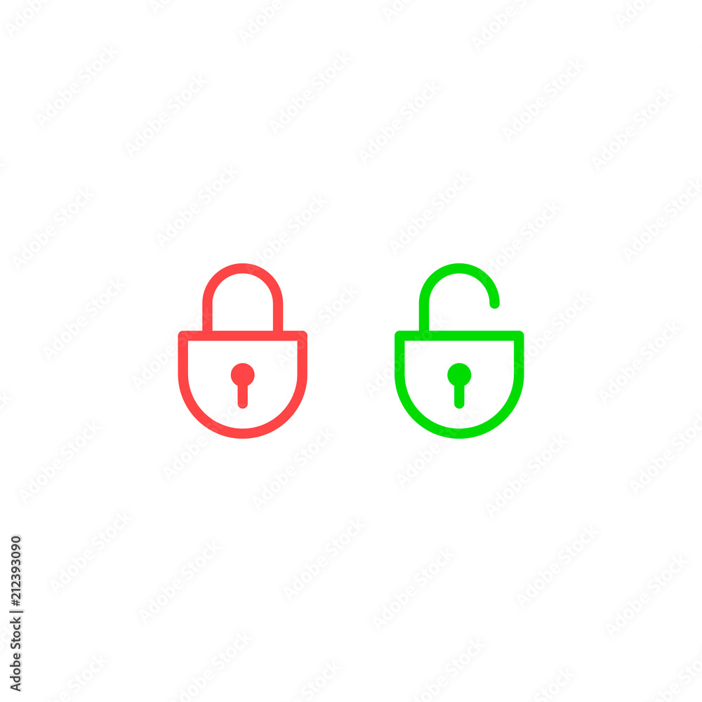 Poster lock icon set in trendy flat style isolated on white background. security color symbol. vector
